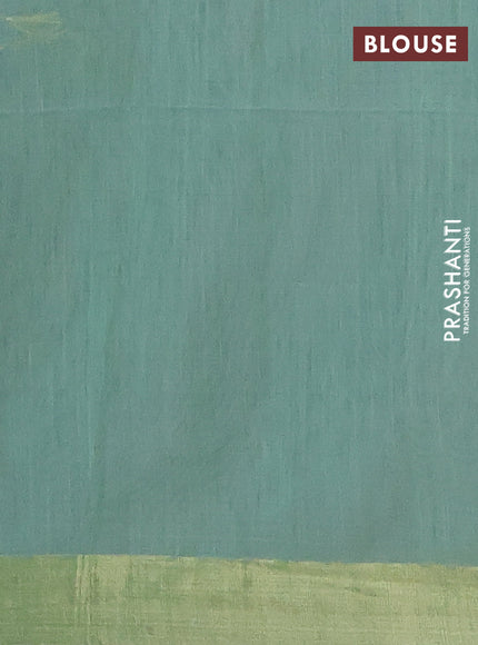 Jamdhani silk cotton saree pastel green with thread woven floral buttas and zari woven border