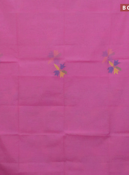 Jamdhani silk cotton saree light pink with thread woven floral buttas and zari woven border