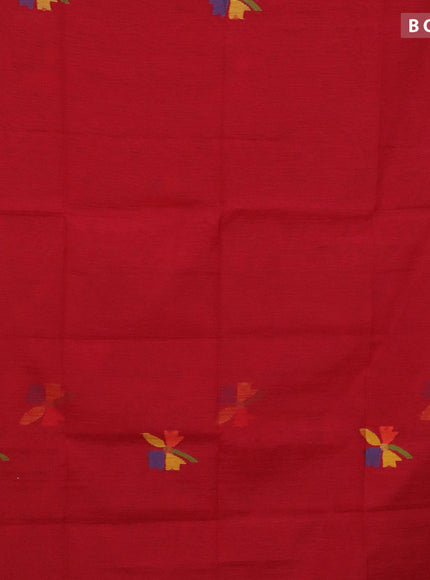 Jamdhani silk cotton saree red with thread woven floral buttas and zari woven border