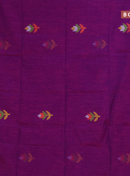 Jamdhani silk cotton saree magenta pink with thread woven floral buttas and zari woven border