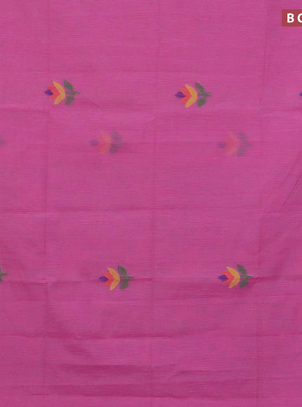 Jamdhani silk cotton saree light pink with thread woven floral buttas and zari woven border