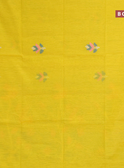 Jamdhani silk cotton saree yellow with thread woven floral buttas and zari woven border