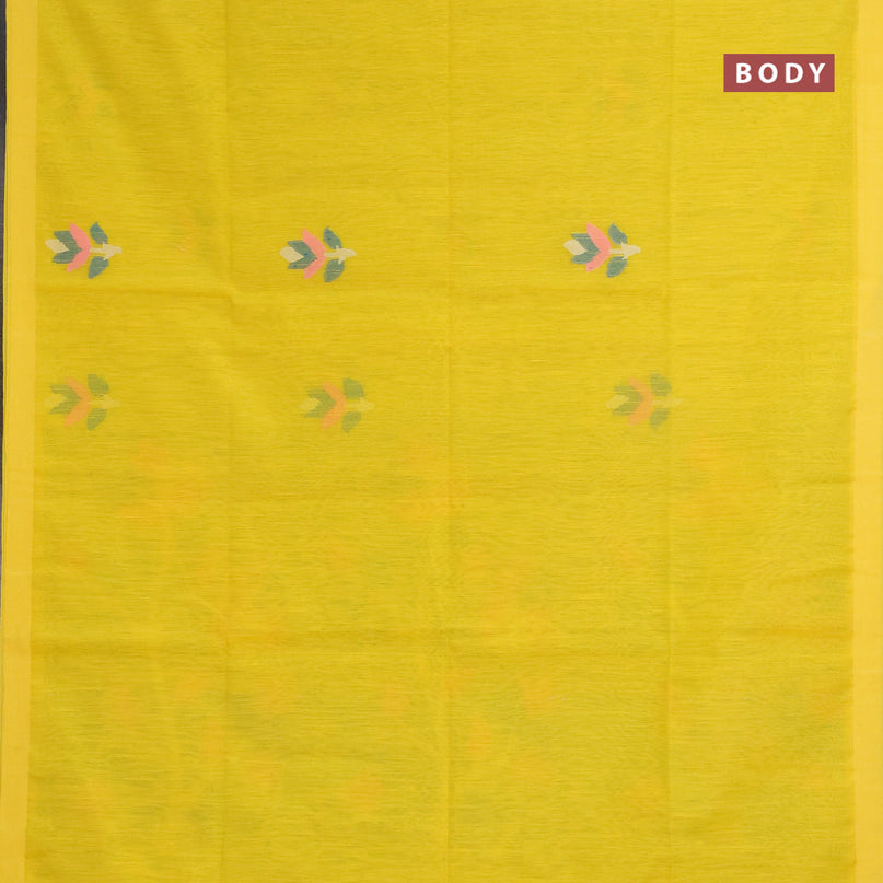 Jamdhani silk cotton saree yellow with thread woven floral buttas and zari woven border