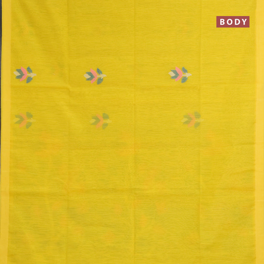 Jamdhani silk cotton saree yellow with thread woven floral buttas and zari woven border