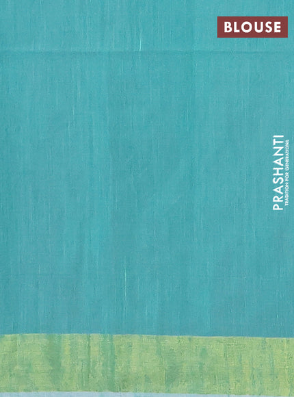 Jamdhani silk cotton saree teal blue with thread woven floral buttas and zari woven border