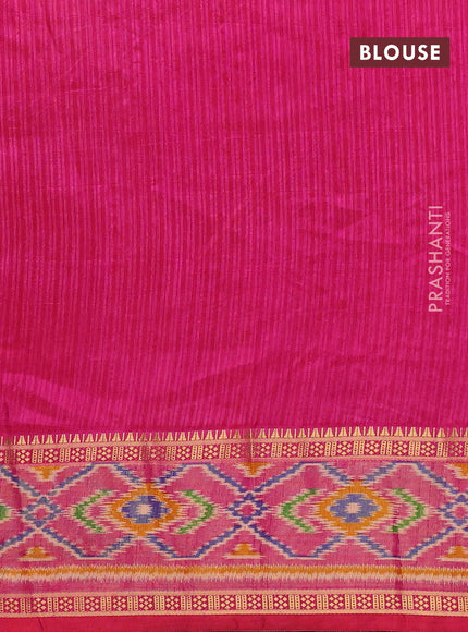 Semi tussar saree maroon shade and pink with allover patola prints and ikat woven zari border