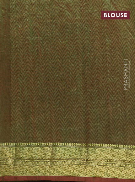 Semi tussar saree pink and dual shade of green with allover patola prints and zari woven border