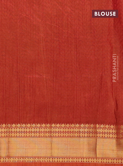 Semi tussar saree sap green and rust shade with allover patola prints and zari woven border