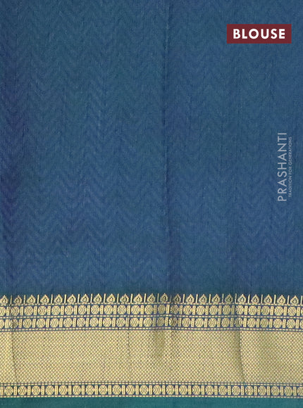 Semi tussar saree teal blue and green with allover patola prints and zari woven border