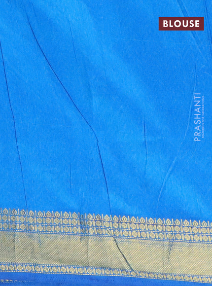 Semi tussar saree dark blue and cs blue with allover patola prints and ikat woven zari border