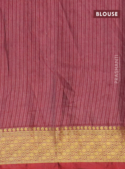 Semi tussar saree wine shade and brown shade with allover ikat prints and zari woven border