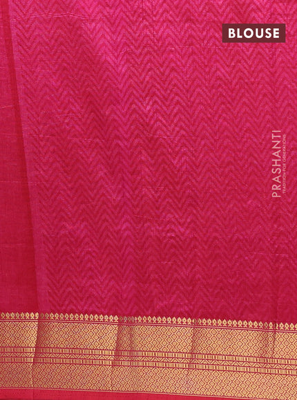 Semi tussar saree dual shade of purple and pink with allover ikat prints and zari woven border