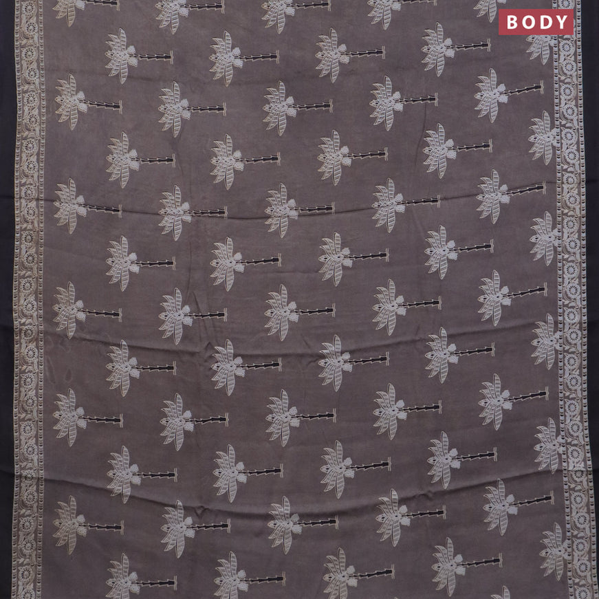 Modal silk saree grey with butta prints and printed border