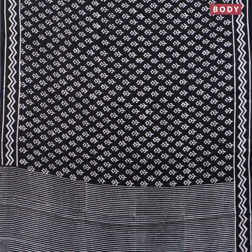 Modal partly silk saree black with butta prints and printed border