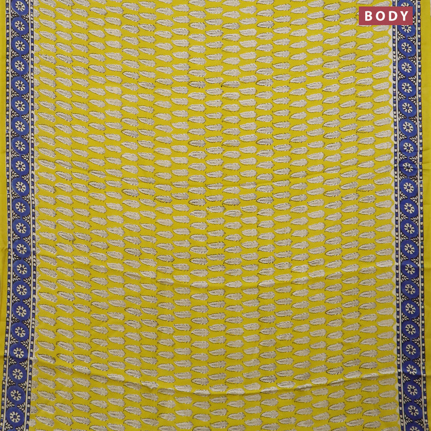 Modal silk saree yellow and blue with butta prints and printed border