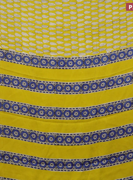 Modal silk saree yellow and blue with butta prints and printed border