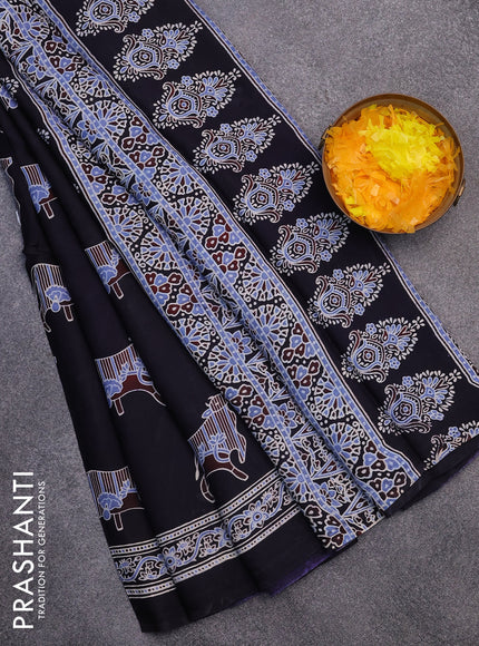 Modal silk saree deep jamun shade with butta prints and printed border