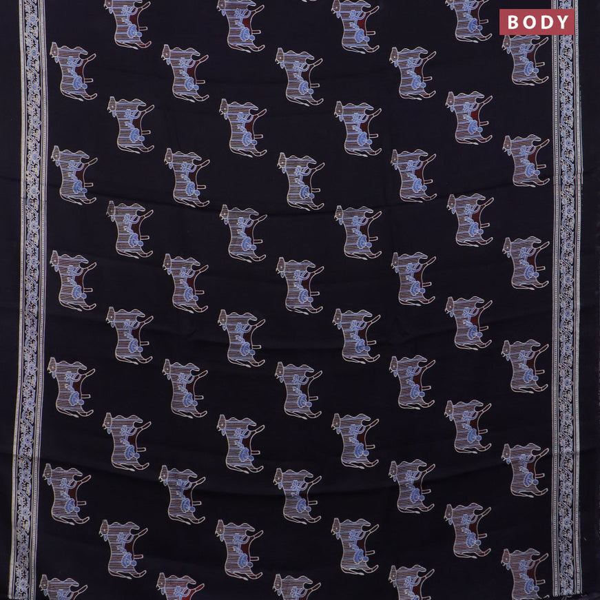 Modal silk saree deep jamun shade with butta prints and printed border