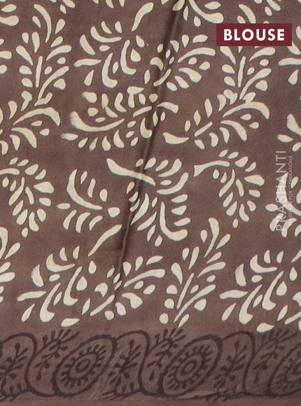 Modal silk saree brown with allover kalamkari prints and printed border