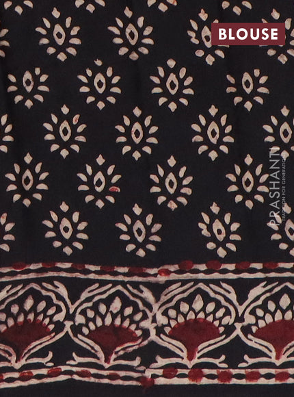 Modal silk saree maroon and black with allover kalamkari prints and printed border