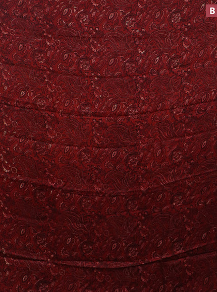 Modal silk saree maroon and black with allover kalamkari prints and printed border