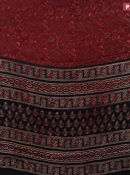 Modal silk saree maroon and black with allover kalamkari prints and printed border