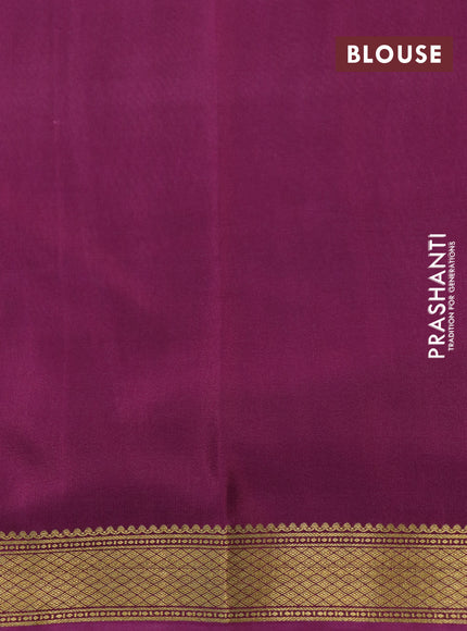 Pure mysore silk saree light pink and dark magenta pink with allover zari weaves and kalamkari digital printed border