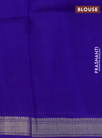 Banarasi organza silk saree royal blue with woven buttas and banarasi style border