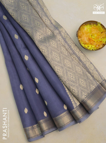 Banarasi organza silk saree grey with zari woven buttas and zari woven border