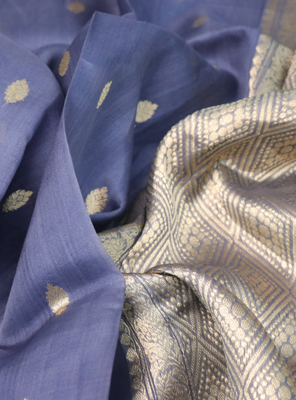 Banarasi organza silk saree grey with zari woven buttas and zari woven border