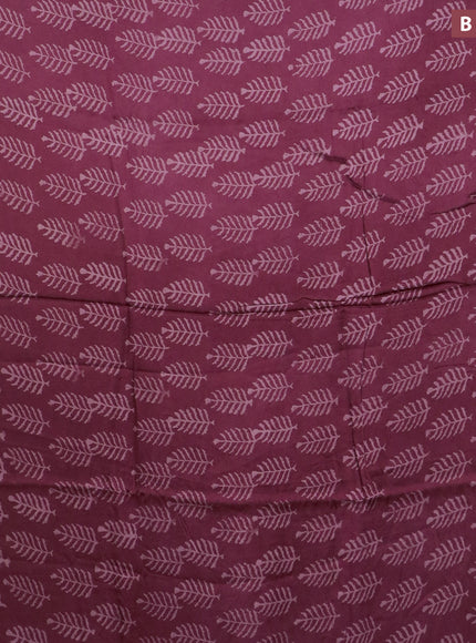 Modal silk saree maroon shade with allover leaf butta prints and printed border