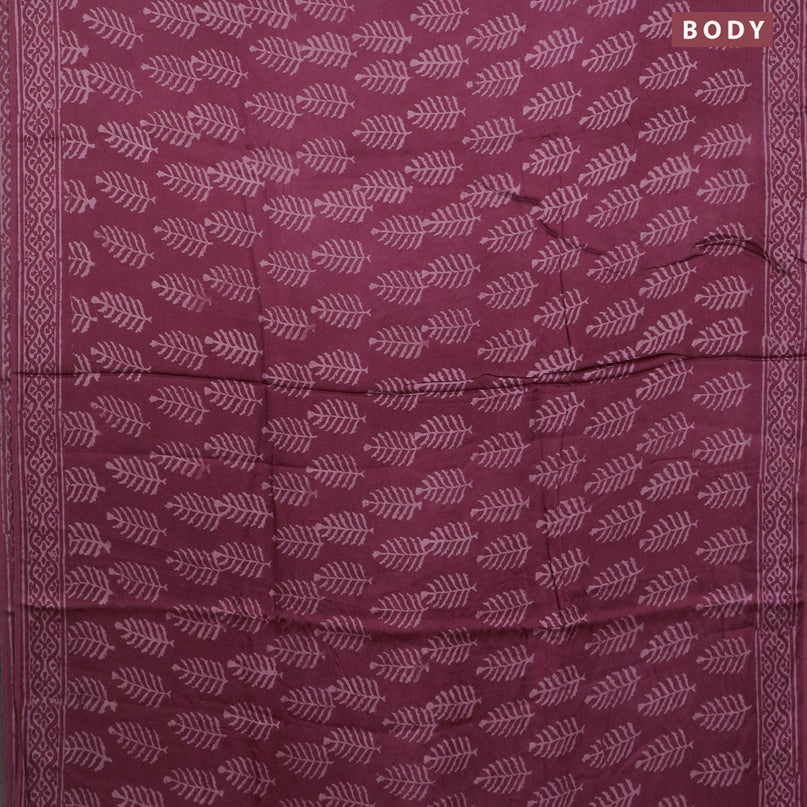 Modal silk saree maroon shade with allover leaf butta prints and printed border