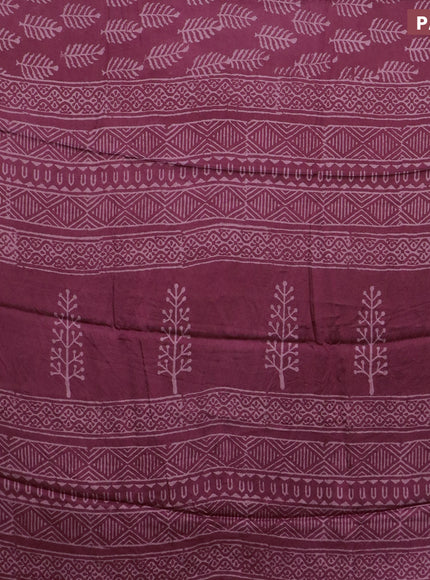 Modal silk saree maroon shade with allover leaf butta prints and printed border