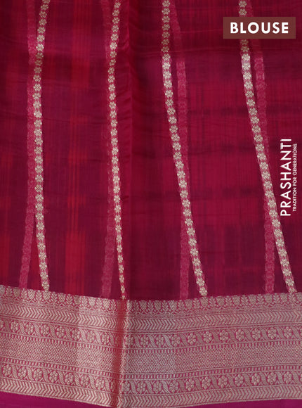 Banarasi organza silk saree peacock blue and pink with thread & zari woven buttas and woven border