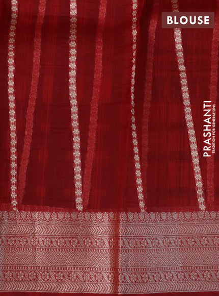 Banarasi organza silk saree green and red with thread & zari woven buttas and woven border