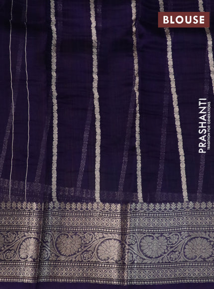 Banarasi organza silk saree light blue and blue with thread & zari woven buttas and woven border