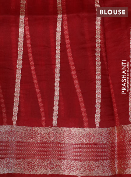 Banarasi organza silk saree red with allover thread & zari woven buttas and woven border