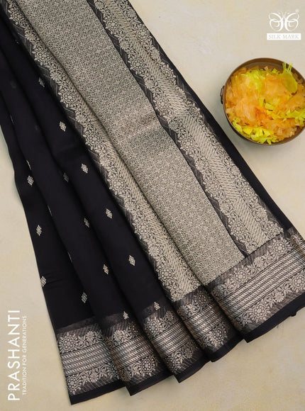 Banarasi organza silk saree black with allover thread & zari woven buttas and woven border