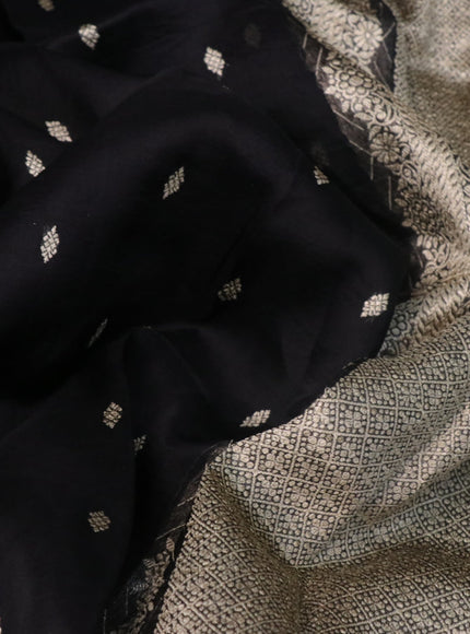 Banarasi organza silk saree black with allover thread & zari woven buttas and woven border