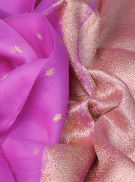 Banarasi organza silk saree light pink with allover thread & zari woven buttas and woven border