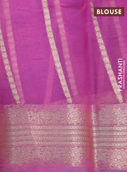 Banarasi organza silk saree light pink with allover thread & zari woven buttas and woven border