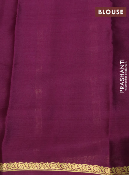 Pure mysore silk saree deep purple with plain body and small zari woven border