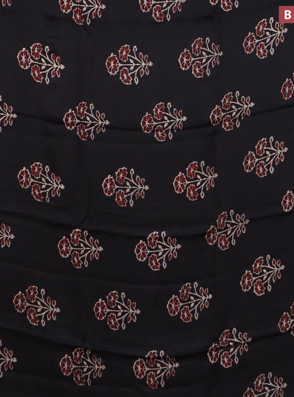 Modal silk saree black with allover floral butta prints and simple border