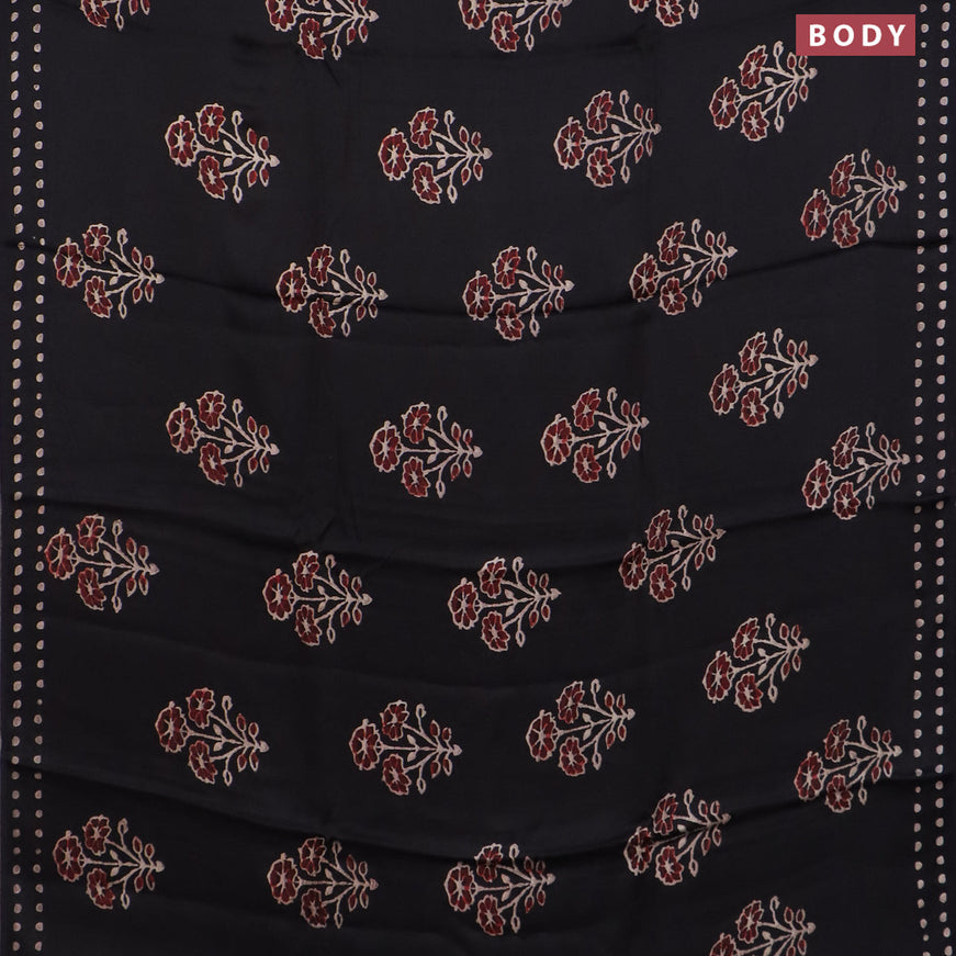 Modal silk saree black with allover floral butta prints and simple border