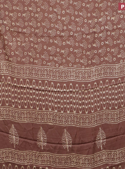 Modal silk saree brown with allover prints and printed border