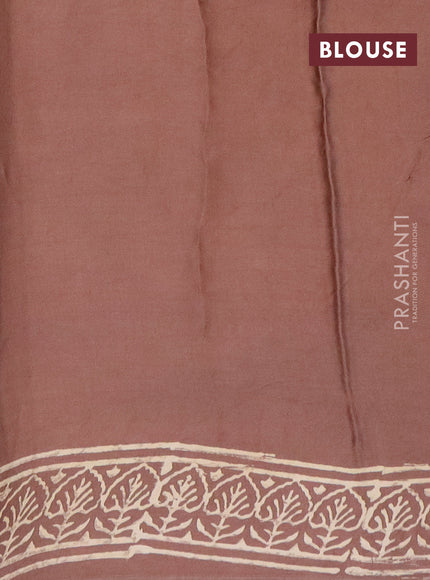 Modal silk saree brown with allover prints and printed border