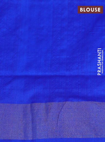 Pochampally silk saree pink and blue with ikat butta weaves and ikat style zari woven border