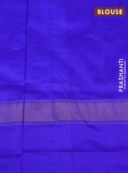 Pochampally silk saree pastel blue and royal blue with ikat butta weaves and zari woven ikat style border