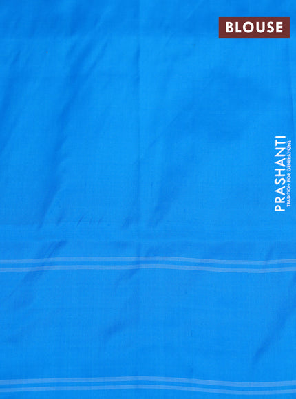 Pochampally silk saree dual shade of cs blue with allover ikat butta weaves and simple border