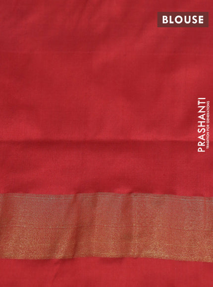 Pochampally silk saree lavender shade and red with ikat butta weaves and ikat style zari woven border